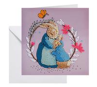 Peter Rabbit and Mum 18x18cm Crystal Art Card NEUF