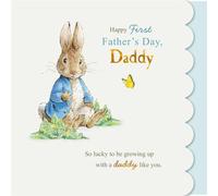Peter Rabbit Carte de première fête des pères pour papa, bord festonné avec message sincère