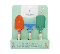 Peter Rabbit Ensemble d'outils de Jardin pour Enfants - Kit de Jardinage extérieur 3 pièces pour Enfants avec truelle, Pelle et râteau - Outils en métal Robuste avec poignées en Bois - À partir de 5
