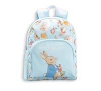 Peter Rabbit Sac à dos d'école pour enfants avec bretelles rembourrées, poche avant zippée et merch latéral en maille Bleu clair