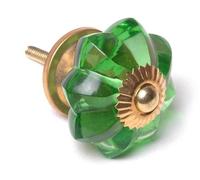 Peter Sharpe Bouton de meuble fleur en verre taillé pour tiroir/placard Vert