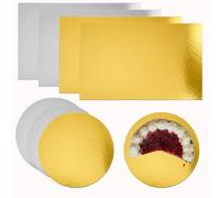 PETERMALLON 8 Pièces 30 x 20cm Doré et Argent Carton Réversible,Supports à Gâteau Carrés,Ustensile Pâtisserie Boulangerie Cake Board,Supports à Gâteaux Rectangulaires,pour Présenter