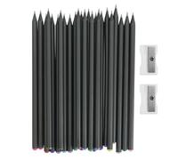 PETERMALLON Black Edition HB Lot de 24 crayons en bois noir mat avec 2 taille-crayons pré-taillés durables (moderne)