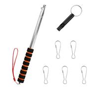 PETERMALLON Kit de mât télescopique de 2,5 m - Bleu - Extensible - Avec 5 clips et 3 sifflets - Pour guides, camping, enseignants, excursions, compétitions, rouge
