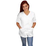 Petersabitidalavoro Blouse de travail pour esthéticienne, coiffeuse, chef, pour femme, avec fermeture éclair, noir, blanc, XX-Large
