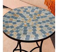 Petersbourg Table d'appoint Ronde en mosaïque pour Jardin et terrasse avec Pieds en Fer forgé antirouille, Petite Table décorative pour extérieur et intérieur, Ø60 x 71 cm