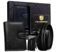 Peterson Coffret cadeau portefeuille cuir RFID + ceinture homme boucle chic