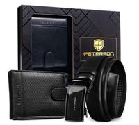Peterson COFFRET CADEAU Portefeuille en cuir RFID + ceinture homme boucle