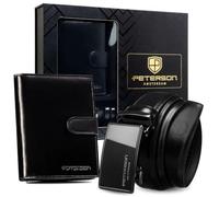 Peterson Coffret cadeau: portefeuille RFID + ceinture homme en cuir naturel