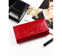 Peterson | Porte-cartes femme, en cuir naturel, avec protection RFID, rouge, 18x9.5 cm