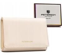 Peterson | Porte-monnaie écologique pour femme, en , avec bouton-pression et fermeture éclair, beige, 13x9 cm