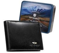 Peterson PORTEFEUILLE HOMME EN CUIR NOIR RFID, ÉTENDU, POUR CADEAU