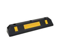 PETEX Butée de Roue avec Bandes réfléchissantes Jaunes ECE R 104 pour Garage et Parking, 58,7 x 12 x 9,5 cm, Aide au stationnement en Caoutchouc, Noir