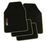 PETEX Lot de 4 Tapis de Voiture universels en Carbone Noir/Jaune