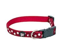 Petface Ensemble Imprimé Pois Blanc Collier de Chien, Grande, Cerise,
