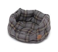 Petface Lit Ovale pour Chien en Tweed Gris avec Coussin réversible, Lavable en Machine, Taille L (Lot de 1)