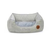 Petface Panier carré en Corde pour Chien avec Coussin réversible, Lavable en Machine, Gris, Taille L (1 pièce)