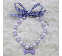 PETFAVORITES Collier fantaisie pour chien avec perles bling-bling et breloque en forme d'os pour animaux de compagnie, chats, petits chiens, chihuahuas, yorkshire, vêtements de costume (violet, 25,4