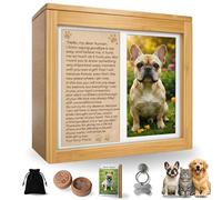 PETFRIEND Urne funéraire en bambou pour chiens, boîte souvenir avec couvercle magnétique, plaque d'identification pour animal domestique, kit d'argile pour empreintes de pattes, pochette à cendres en