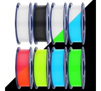 Petg Glow In The Dark, Pack De Filament D'Imprimante 3D Phosphorescent, Filament Haute Résistance, 250G Par Bobine, 8 Rouleaux, (Petg Noir Blanc Avec 6 Bobines In Glowing Bleu/Vert[PLA9185727]