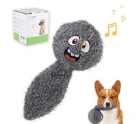 PETGEEK Balle interactive pour chien - Balle rebondissante en peluche rechargeable avec vibrations et vibrations pour chiens de petite, moyenne et grande taille (15,2 cm, gris)