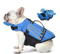 Petglad Gilet de Sauvetage pour Chien avec Ailes, Gilet réglable avec Flotteur Menton et poignée pour Natation et Bateau, réfléchissant, Haute flottabilité, pour Petits, Moyens et Grands Chiens, Bleu