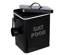 Pethiy Boîte de Rangement pour Nourriture et friandises Animaux-Conteneur Croquette Chat avec Une Pelle -Couvercles en hermétiques-Acier Carbone revêtu-Capacité 2,5 kg Nourriture Boîtes -Noir