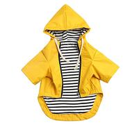 Pethiy-Capuche Manteaux imperméables pour Chiens, Chien Manteau de Pluie avec Fermeture éclair e Poches, Imperméable vêtements de Chien avec Cordon réglable,pour Chiot Petite Moyenne Chien-Jaune-M