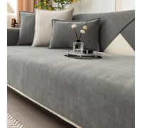 Peticehi Funny Fuzzy Sofa Cover, Herringbone Chenille Fabric Furniture Protector Sofa Cover, Cosy Solid Colour Non-Slip Couch Cover (Grey,90 * 160cm)