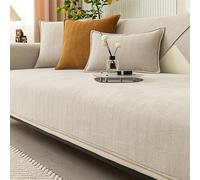 Funny Fuzzy Sofa Cover, Herringbone Chenille Fabric Furniture Protector Sofa Cover, Cosy Solid Colour Non-Slip Couch Cover (Beige,70 * 210cm)