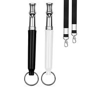 Petiddy Lot de 2 sifflets pour chien pour arrêter d'aboyer les voisins - Sifflet réglable à ultrasons silencieux pour chien - Sifflet de dressage professionnel avec cordon (noir et blanc)