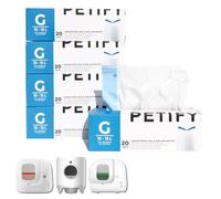 PETIFY Sac Poubelle pour Litière Automatique Chat - Compatible Petkit Pura Max 2, Pura X - Lot de 5 Rouleaux (100 Sacs Pré-Séparés) Résistantes avec Cordon Code du Sac G Éco Pack avec Dévidoir Intégré