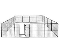 Petigi Parc Enclos Cage pour Chiens Chiots Animaux Lapin Métal Solide 16 Panneaux 60 cm