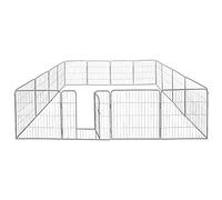 Petigi Parc Enclos Cage pour Chiens Chiots Animaux Lapin Métal Solide 16 Panneaux 80 cm Argent