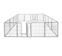Petigi Parc Enclos Cage pour Chiens Chiots Animaux Lapin Métal Solide 4 Tailles 8,16 ou 24 Panneaux Argent, Taille (L x H):80 x 100 cm (16x)