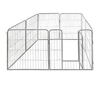 Petigi Parc Enclos Cage pour Chiens Chiots Animaux Lapin Métal Solide 4 Tailles 8,16 ou 24 Panneaux Argent, Taille (L x H):80 x 80 cm (8X)