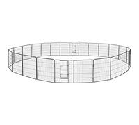 Petigi Parc Enclos Cage pour Chiens Chiots Animaux Lapin Métal Solide 4 Tailles 8,16 ou 24 Panneaux Argent, Taille (L x H):80 x 100 cm (24x)