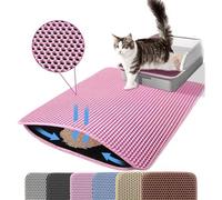 Petinstinct Jumbo Tapis pour Litière de Chat, 116x66 cm Double Couche en Nid d’Abeille pour Piéger la Litière, Tapis de Bac à Litière Antidérapant Imperméable Très Grande Taille, XXL, Rose