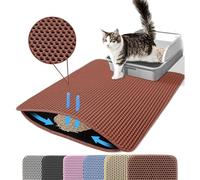 Petinstinct Tapis de litière pour Chat, 116x66cm, Tapis Double Couche géant étanche en nid d'abeille, Antidérapant et Durable, XXL, Extra Grand, Marron