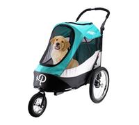 PETIQUE Trailblazer Jogger Poussette pour Chiens Moyens et Chats, Chariot Animaux Ventilé Neptune avec Roues Gonflables, Poignée Réglable, Laisse Sécurisée, Fenêtre & Tissu Lavable