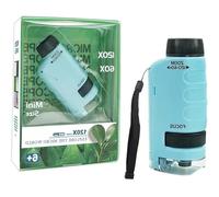 Petiscope Enfant Portable, Microscope Miniature 60x-120x avec Éclairage LED pour Exploration Scientifique, pour Enfants, Portatif pour Enfants Et Étudiants (Bleu)