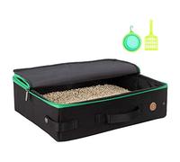 petisfam Litière de voyage portable pour chat Pas de fuites, pas d'odeurs, pas de dégâts Se porte d’une main, idéale pour les voyages/séjours à l'hôtel, la voiture/l'avion