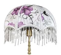 Petit Abat-Jour Lustre Candal En Tissu, Abat-Jour En Tissu Avec Suspension Parapluie Rétro, Abats -Jours À Pompons, Umbrella Lampshade Pour Petite Lampe Suspendue, Lustre En Cristal (C)