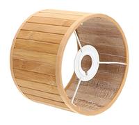 Petit Abat-jour Rétro en Bambou et Métal E27 E14 | Compatible Lampe de Bureau et Lampadaire, Anneau Intérieur Amovible, Teinte Beige, Hôtel et Étude