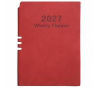 Petit agenda mensuel 2027 A5 Pocket Monthly Planner Couverture Nubuck Rouge | Mises en page hebdomadaires/mensuelles 2027-2028, pages 80 g sans fond perdu, pour utilisation au bureau/étude
