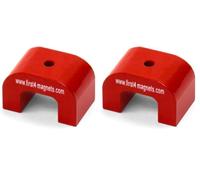 Petit Aimant en Fer á Cheval Alnico Rouge Pour Applications á Haute Température, Ingénierie et Fabrication - 30mm x 20mm x 20mm de 4,5mm - Put de 4,5kg (Lot de 2)