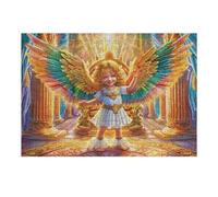 Petit Ange aux Ailes d'or Girl 300 Pièces Puzzle Adolescent en Carton Anti-Déchirure Difficulté Moyenne Activité Éducative Jeu De Société Cadeau Anniversaire Pas Cher 300 PCS