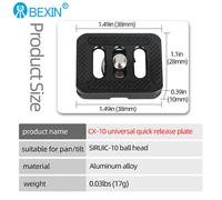 Petit appareil photo plaque de dégagement plaque de trépied mini plaque de dégagement rapide support dslr pour SIRUI TY-C10 T005/T-025 rotule avec vis 1/4 - Type CX-10