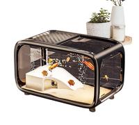 Petit aquarium - 40 x 22,7 x 25,5 cm - Carapace de tortue de poisson avec décor grimpant - Bac de rangement en acrylique transparent avec trou d'alimentation supérieur pour Betta, crevettes, tortues