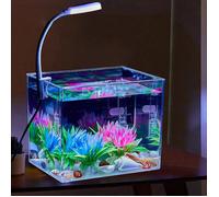 Petit aquarium avec pince lumineuse ensemble complet d'aquarium avec éclairage LED décoration de bureau S